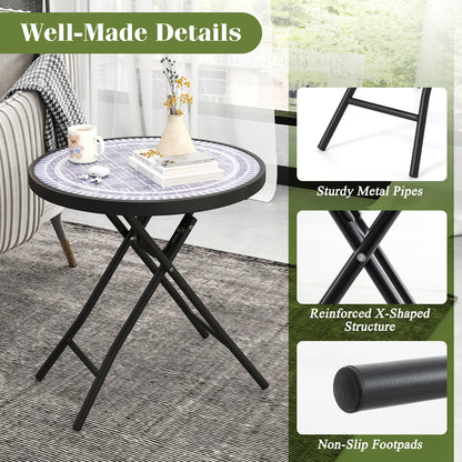 18 Inch Folding Side Table Patio Round Compact Coffee Table, Gray End & Side Tables at Gallery Canada