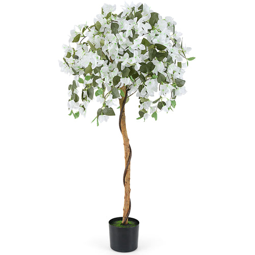 4.5 Feet Artificial Azalea Tree with Cement Pot, White