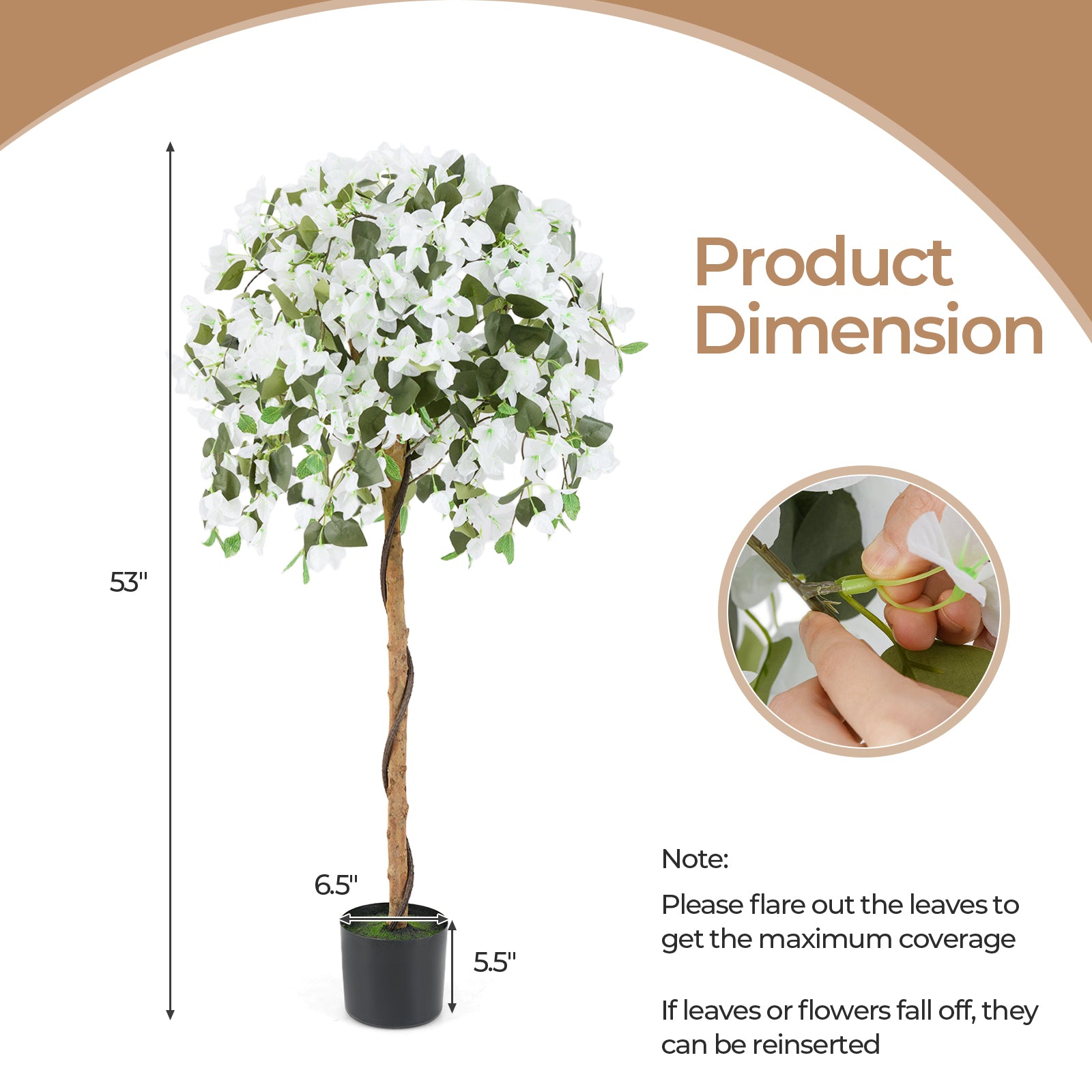 4.5 Feet Artificial Azalea Tree with Cement Pot, White Faux Plants at Gallery Canada