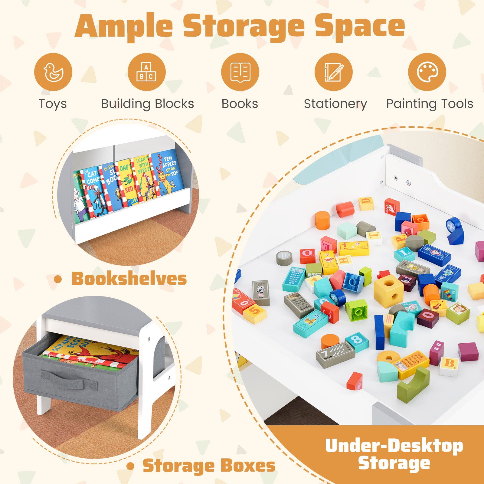 4 in 1 Kids Toddler Activity Table and Chairs Set with Reversible Tabletop-Grey, Gray Kids Table & Chair Sets at Gallery Canada