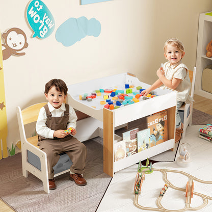 4 In 1 Kids Toddler Activity Table, Chairs Set, Reversible Tabletop, Natural Kids Table & Chair Sets at Gallery Canada