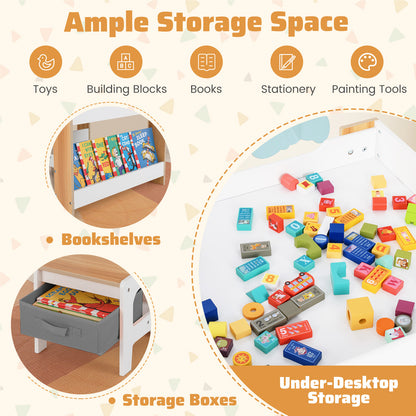 4 In 1 Kids Toddler Activity Table, Chairs Set, Reversible Tabletop, Natural Kids Table & Chair Sets at Gallery Canada