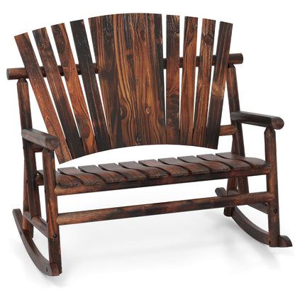 Outdoor Adirondack Rocking Chair, High Back Slatted Seat, Brown Adirondack Chairs at Gallery Canada