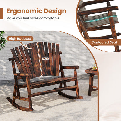 Outdoor Adirondack Rocking Chair for Adults with High Back and Slatted Seat, Brown Adirondack Chairs at Gallery Canada
