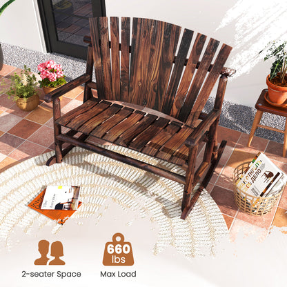 Outdoor Adirondack Rocking Chair for Adults with High Back and Slatted Seat, Brown Adirondack Chairs at Gallery Canada