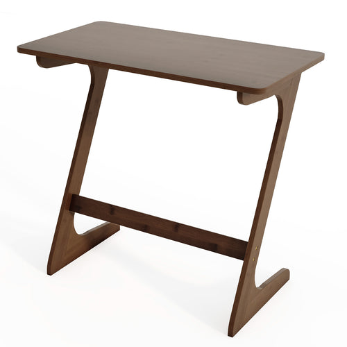 Bamboo Z-Shaped Sofa Side Table, Spacious Tabletop