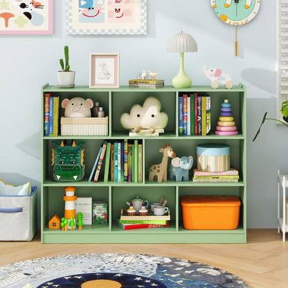 3-Tier Open Bookcase 8-Cube Floor Standing Storage Shelves, Green Bookcases at Gallery Canada
