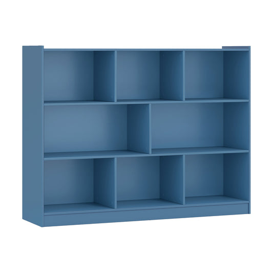 3-Tier Open Bookcase, 8-Cube Floor Standing Storage Shelves, Blue Bookcases Blue at Gallery Canada