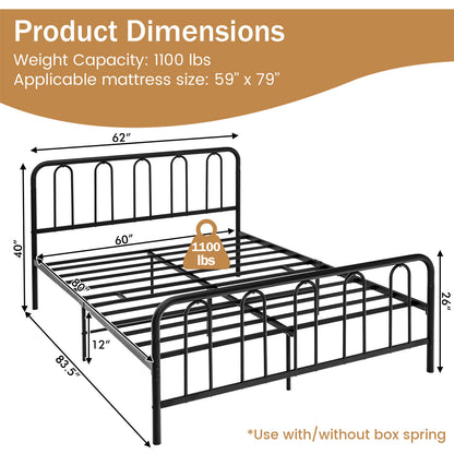 Queen Size Metal Bed Frame With Headboard, Footboard, Black Simple Bed Frame at Gallery Canada