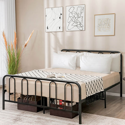 Queen Size Metal Bed Frame With Headboard, Footboard, Black Simple Bed Frame at Gallery Canada