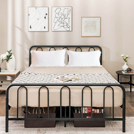 Queen Size Metal Bed Frame With Headboard, Footboard, Black Simple Bed Frame Black at Gallery Canada