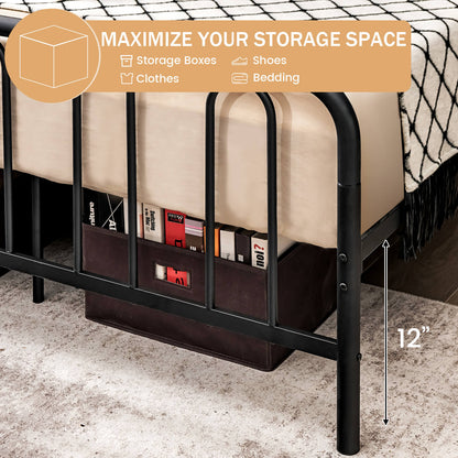 Queen Size Metal Bed Frame With Headboard, Footboard, Black Simple Bed Frame at Gallery Canada
