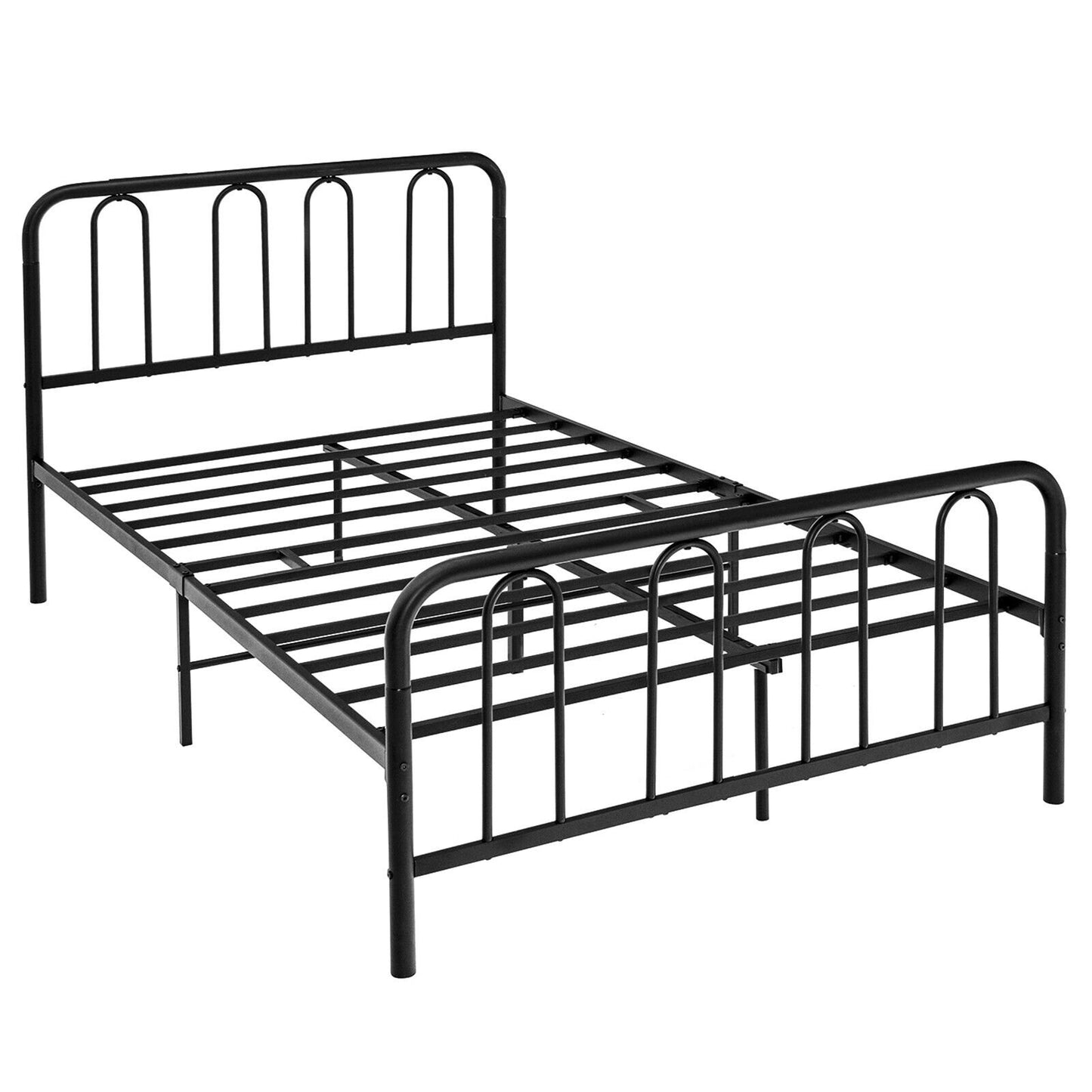 Full/Queen Size Metal Bed Frame with Headboard and Footboard-Full Size, Black Simple Bed Frame at Gallery Canada