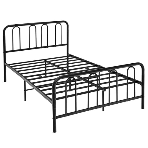 Full Queen Size Metal Bed Frame, Headboard Footboard, Black