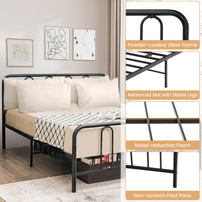 Full/Queen Size Metal Bed Frame with Headboard and Footboard-Full Size, Black Simple Bed Frame at Gallery Canada