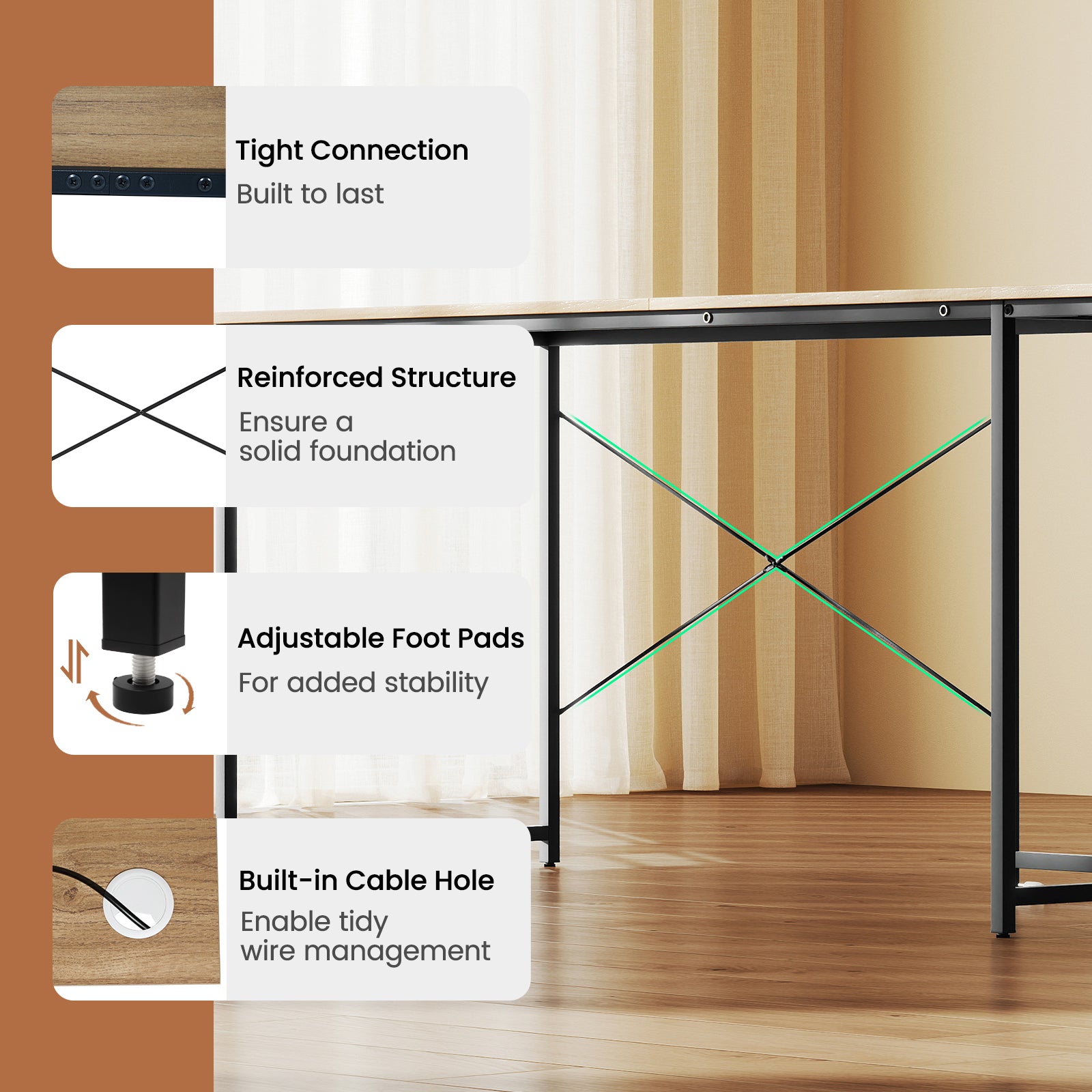 95 Inch L-Shaped Reversible Computer Desk With Monitor Stand, Natural L-Shaped Desks at Gallery Canada