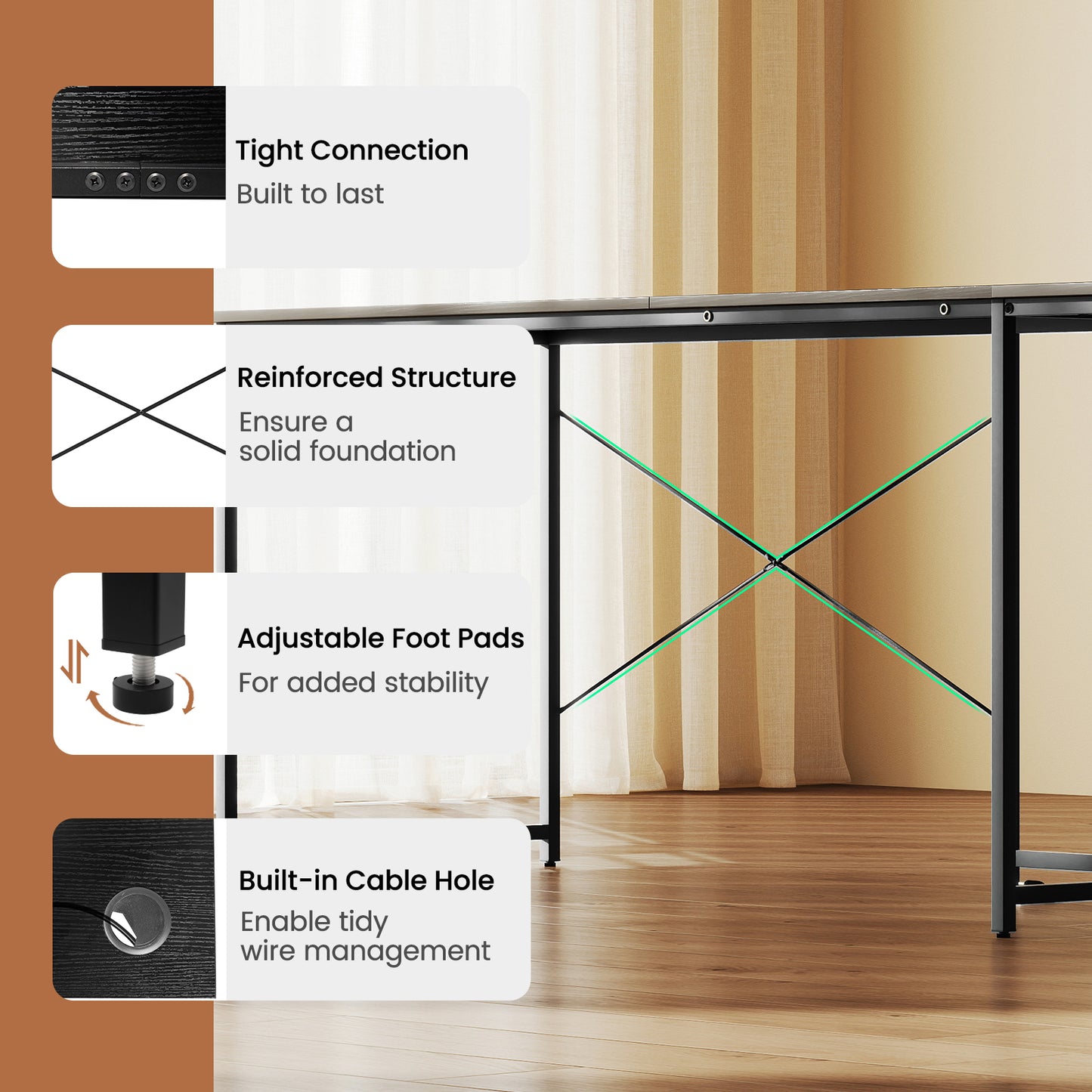 95 Inch 2-Person L-Shaped Long Reversible Computer Desk with Monitor Stand, Black L-Shaped Desks at Gallery Canada