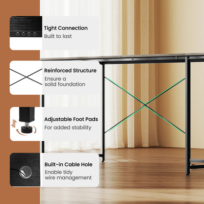 95 Inch 2-Person L-Shaped Long Reversible Computer Desk with Monitor Stand, Black L-Shaped Desks at Gallery Canada