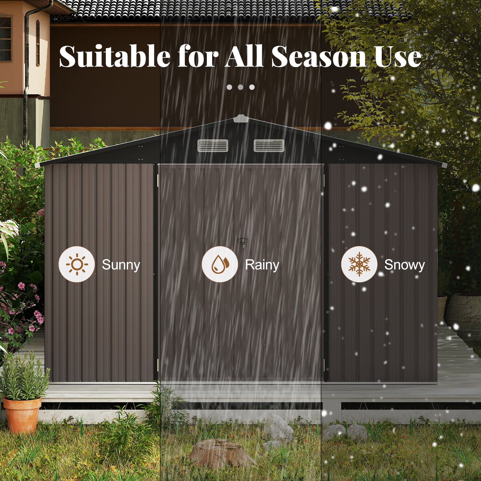 10 x 14 FT Outdoor Storage Shed, Windproof Metal Structure, Gray Sheds & Outdoor Storage at Gallery Canada