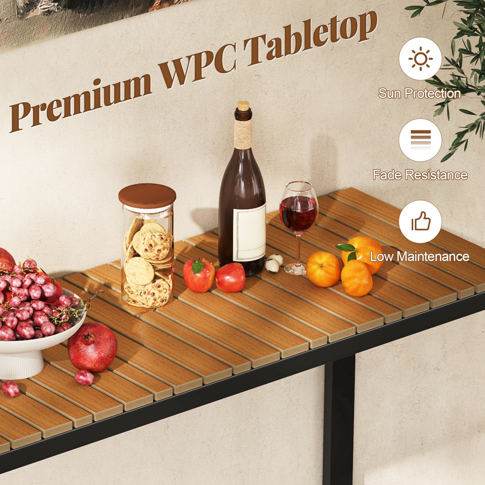 Outdoor Rectangle Console Table, WPC Tabletop Patio Dining Tables at Gallery Canada