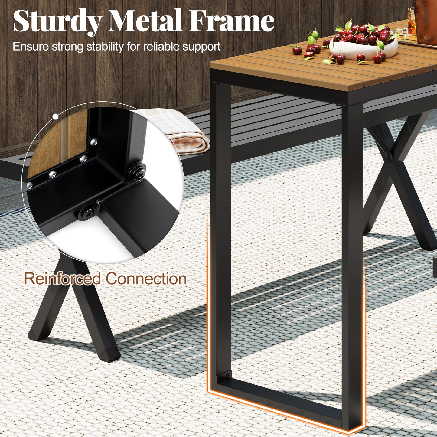 Outdoor Rectangle Console Table, WPC Tabletop Patio Dining Tables at Gallery Canada