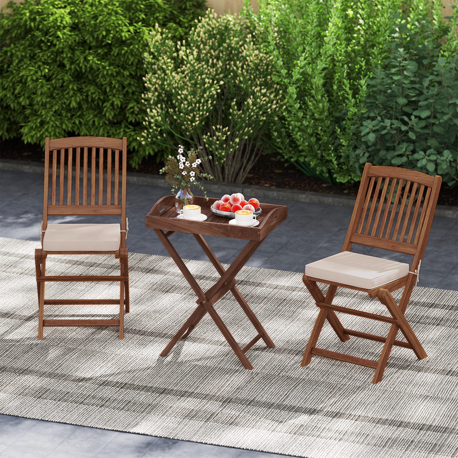 Solid Teak Wood Tray Table with Removable Tray Top for Patio and Garden Patio Coffee Tables at Gallery Canada
