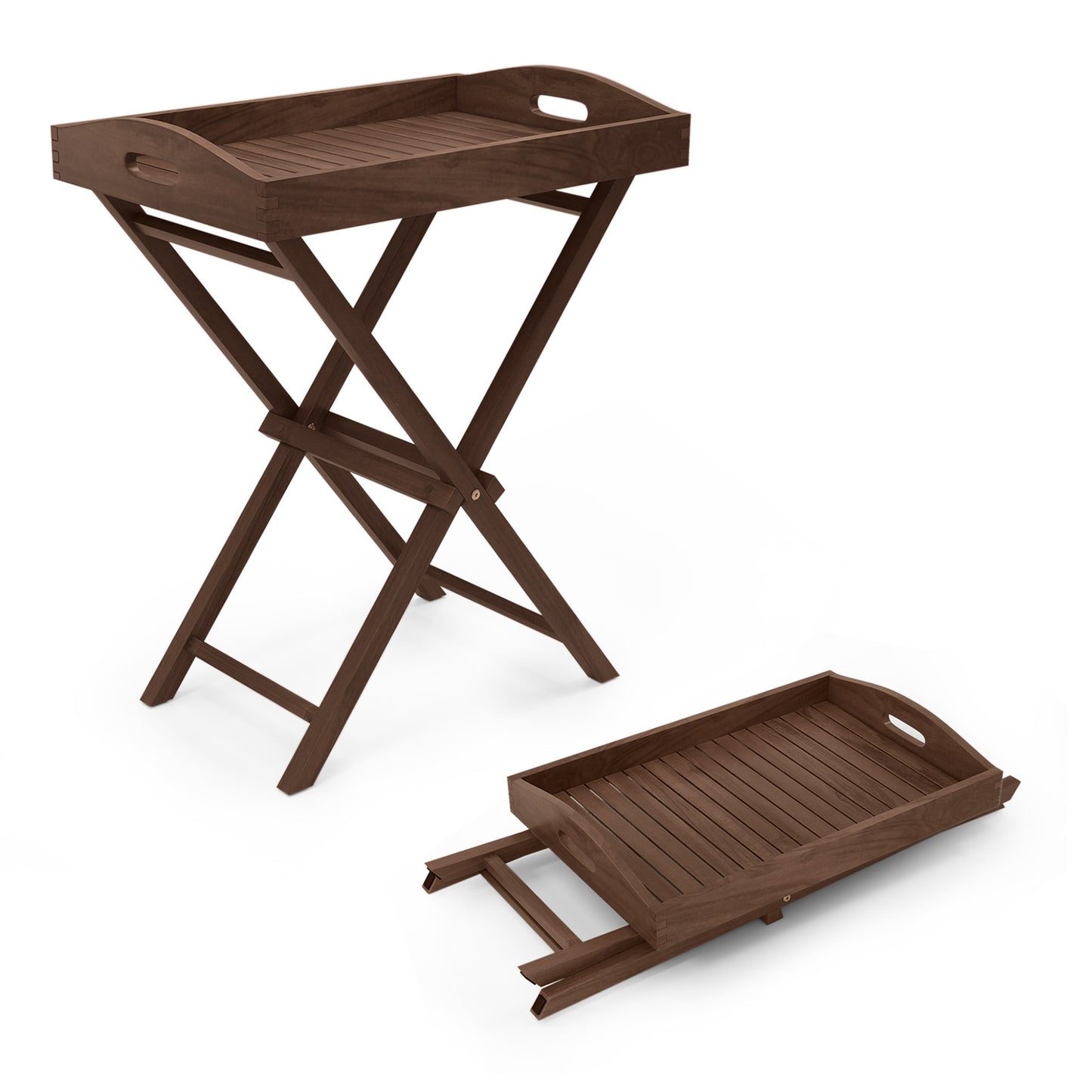 Solid Teak Wood Tray Table, Removable Tray Top, Patio Garden Patio Coffee Tables at Gallery Canada