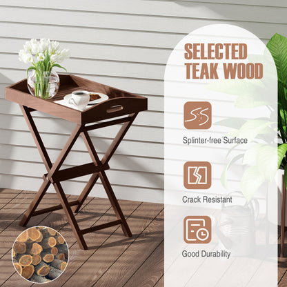 Solid Teak Wood Tray Table with Removable Tray Top for Patio and Garden Patio Coffee Tables at Gallery Canada