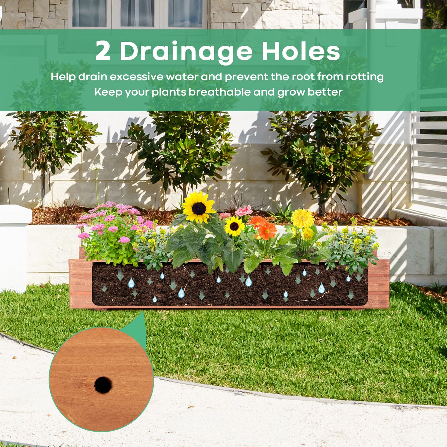 Wooden Decorative Raised Garden Bed, Brown Raised Garden Beds at Gallery Canada