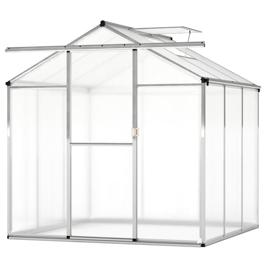 Large Walk-in Green House with Rain Gutters and Polycarbonate Panels-6 FT, Silver Greenhouses Silver at Gallery Canada