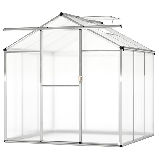 Large Walk-In Greenhouse, 6 FT, Polycarbonate Panels, Silver