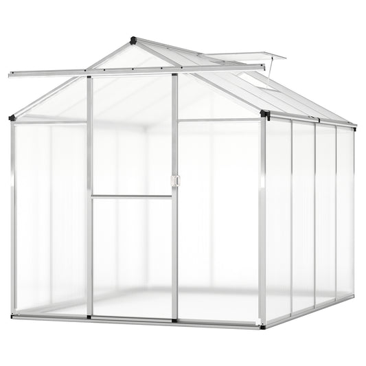Large Walk-In Greenhouse, 8 FT, Polycarbonate Panels, Silver