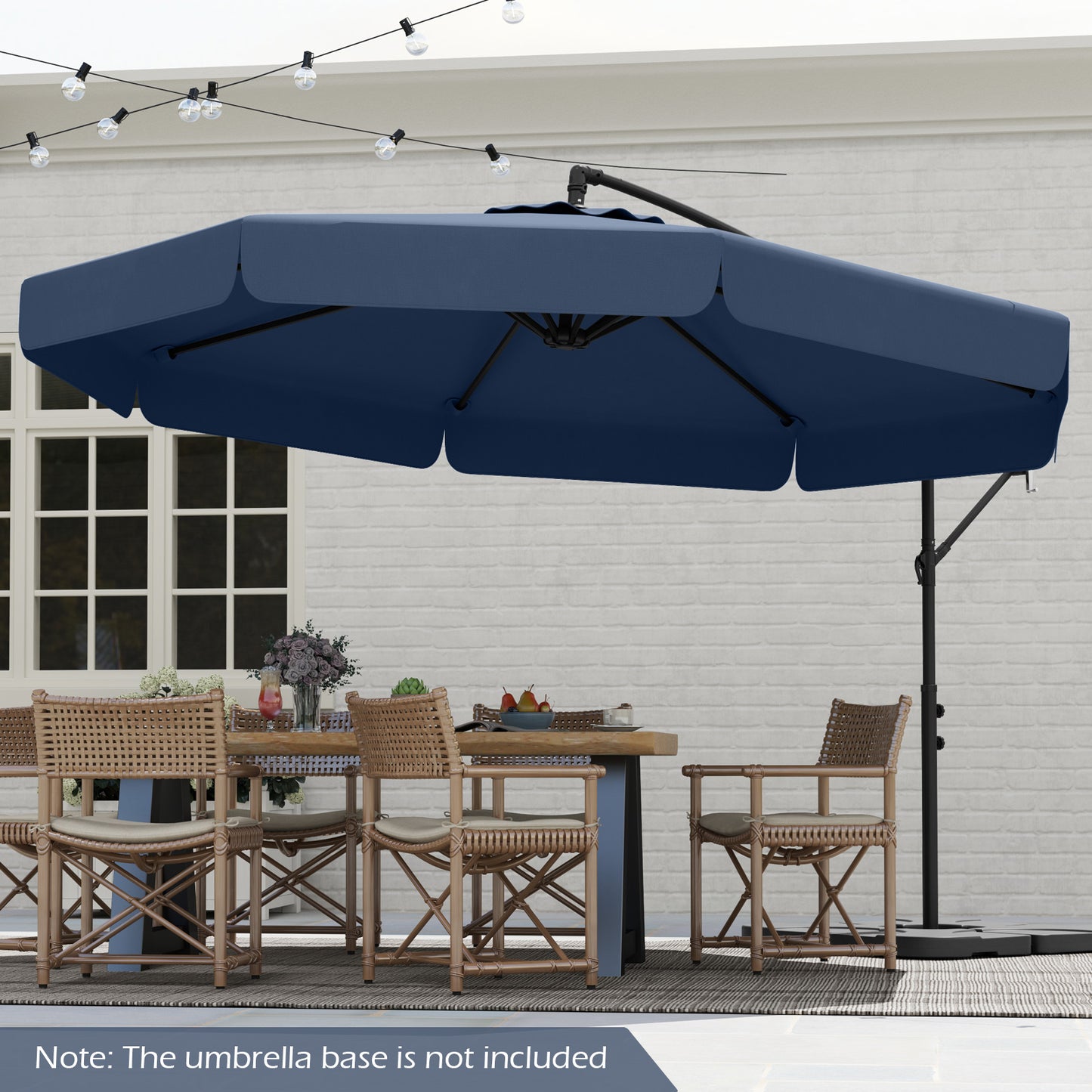 10 Feet Patio Cantilever Umbrella with Cover Tilt Adjustment and Ruffled Edge, Navy Outdoor Umbrellas at Gallery Canada