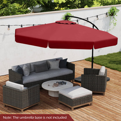 10 Feet Patio Cantilever Umbrella with Cover Tilt Adjustment and Ruffled Edge, Wine Outdoor Umbrellas at Gallery Canada