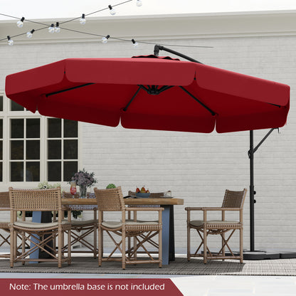 10 Feet Patio Cantilever Umbrella with Cover Tilt Adjustment and Ruffled Edge, Wine Outdoor Umbrellas at Gallery Canada