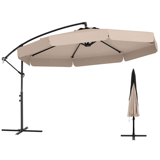 10 Feet Patio Cantilever Umbrella, With Cover And Tilt Adjustment, Beige Outdoor Umbrellas Beige at Gallery Canada