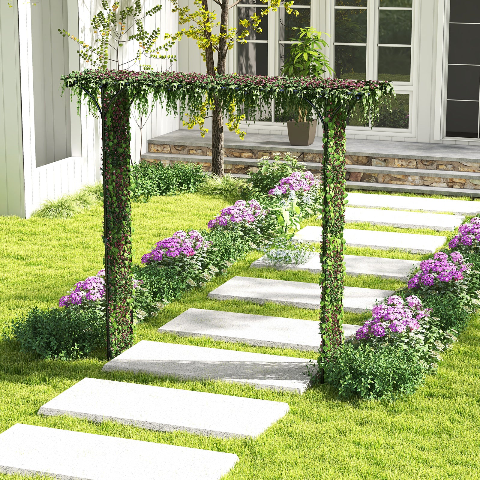 81 x 20 Inch Metal Garden Arch for Various Climbing Plant, Black Outdoor Decor at Gallery Canada