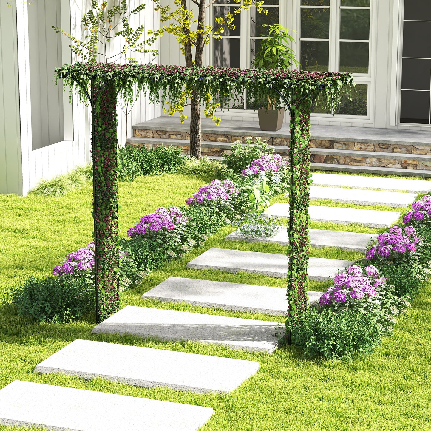 81 x 20 Inch Metal Garden Arch for Various Climbing Plant, Black Outdoor Decor at Gallery Canada