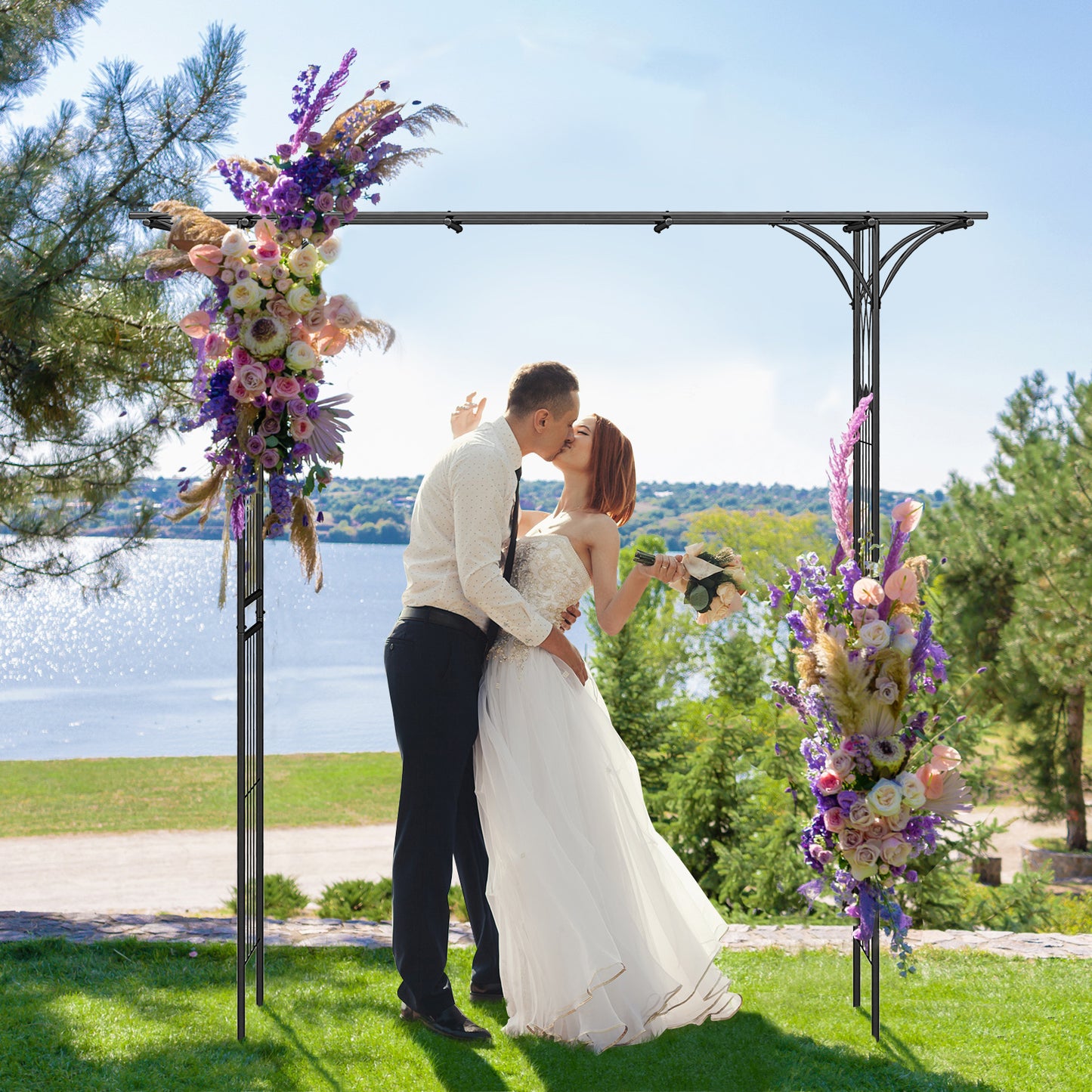 81 x 20 Inch Metal Garden Arch for Various Climbing Plant, Black Outdoor Decor at Gallery Canada