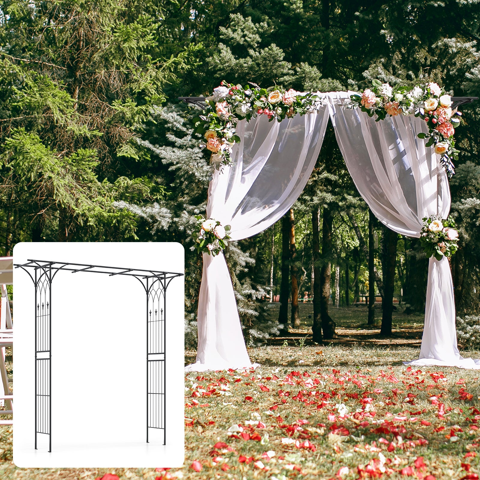 81 x 20 Inch Metal Garden Arch for Various Climbing Plant, Black Outdoor Decor at Gallery Canada