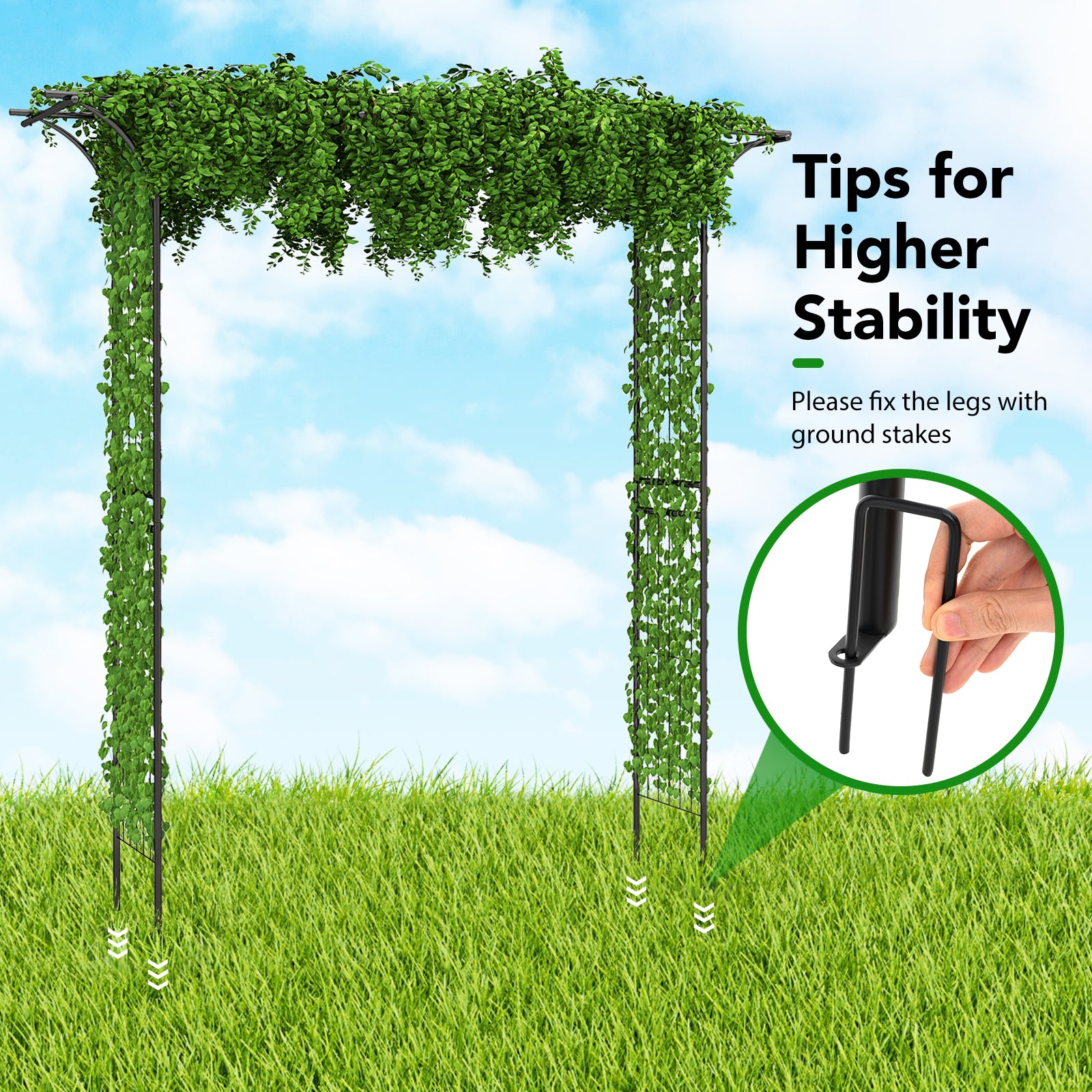 81 x 20 Inch Metal Garden Arch for Various Climbing Plant, Black Outdoor Decor at Gallery Canada