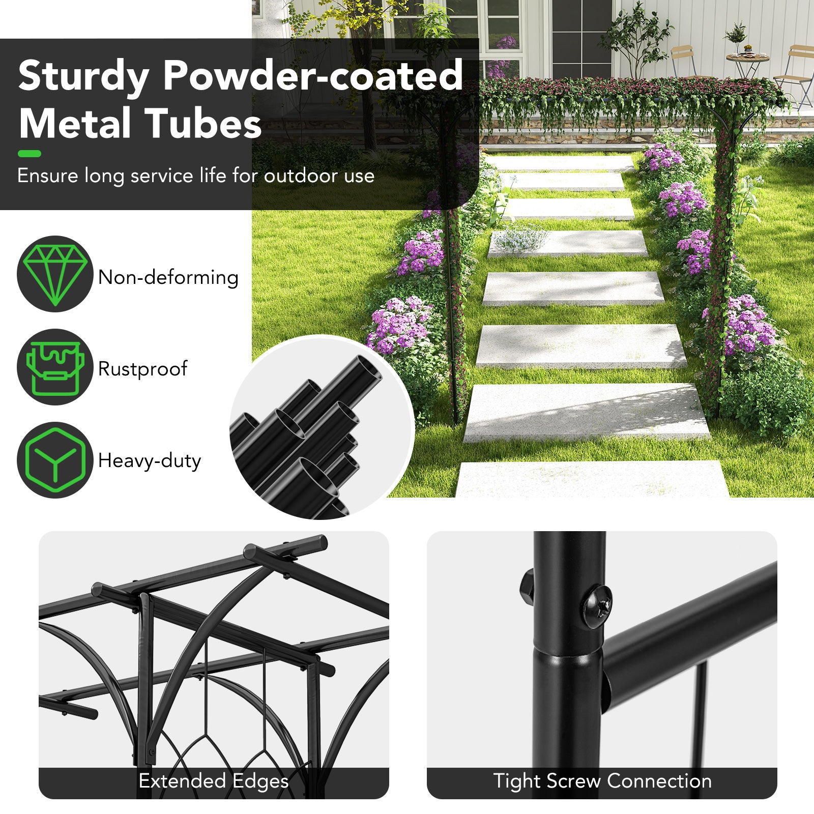 81 x 20 Inch Metal Garden Arch for Various Climbing Plant, Black Outdoor Decor at Gallery Canada
