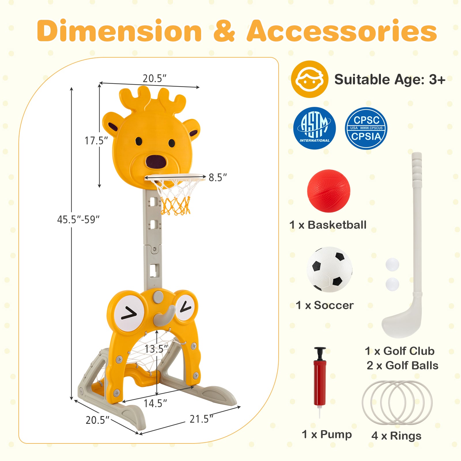 4-in-1 Toddler Height Adjustable Basketball Hoop with Ring Toss for 3+ Kids Toy Sports at Gallery Canada
