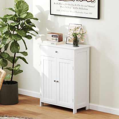 Bathroom Floor Cabinet Freestanding Storage Organizer with 2 Doors, White Floor Cabinets at Gallery Canada