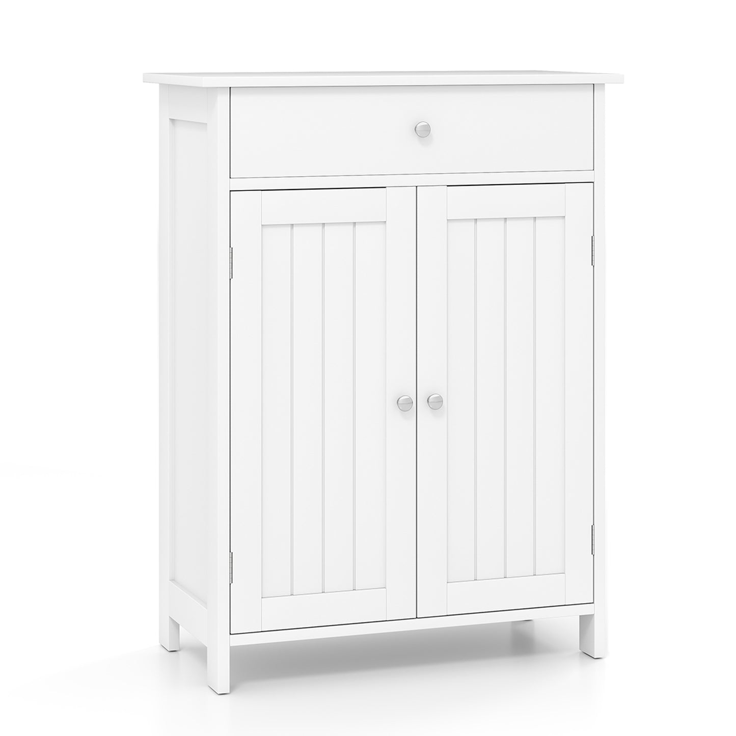 Bathroom Floor Cabinet Freestanding Storage Organizer with 2 Doors, White Floor Cabinets White at Gallery Canada