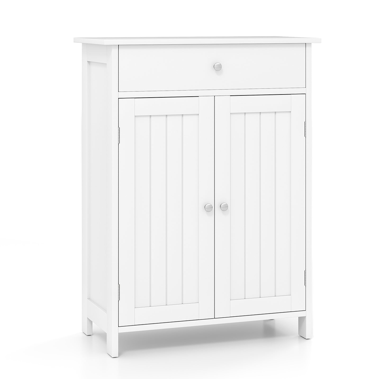 Bathroom Floor Cabinet Freestanding Storage Organizer with 2 Doors, White Floor Cabinets at Gallery Canada