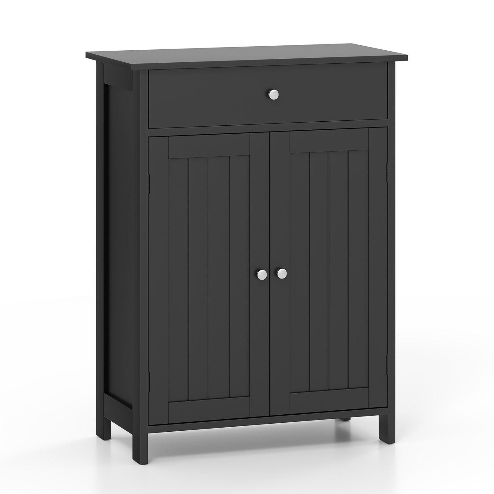 Bathroom Floor Cabinet Freestanding Storage Organizer with 2 Doors, Black Floor Cabinets at Gallery Canada