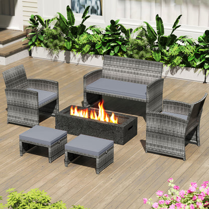2 Pieces Patio PE Rattan Ottomans, With Zippered Cushions, Gray Outdoor Seating & Patio Chairs at Gallery Canada