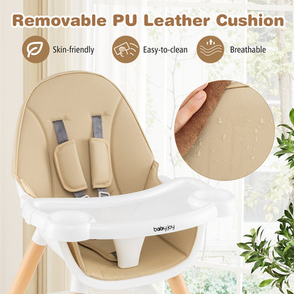 5-in-1 Baby Wooden Convertible High Chair , Beige High Chairs at Gallery Canada