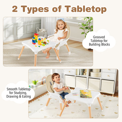 5-in-1 Baby Wooden Convertible High Chair , Beige High Chairs at Gallery Canada